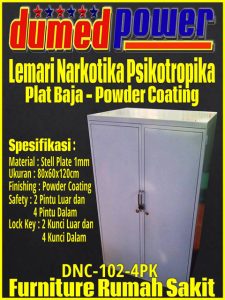 Lemari Narkotika Psikotropika Plat Baja Powder Coating - DNC-102-4PK