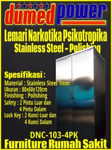 Spesifikasi Lemari Narkotika Psikotropika Stainless Steel Polishing - DNC-103-4PK