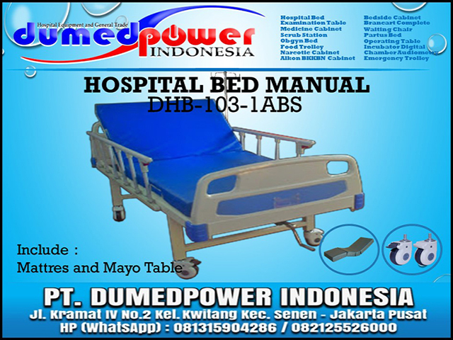 Ranjang Tempat Tidur Pasien Rumah Sakit 1 Crank Deluxe DHB-103-1ABS - Jual-Beli-Cari-Sewa-Harga-Murah